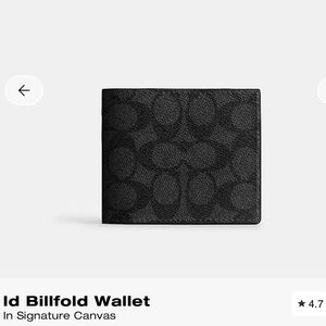 Coach Black Signature Canvas ID Billfold Wallet